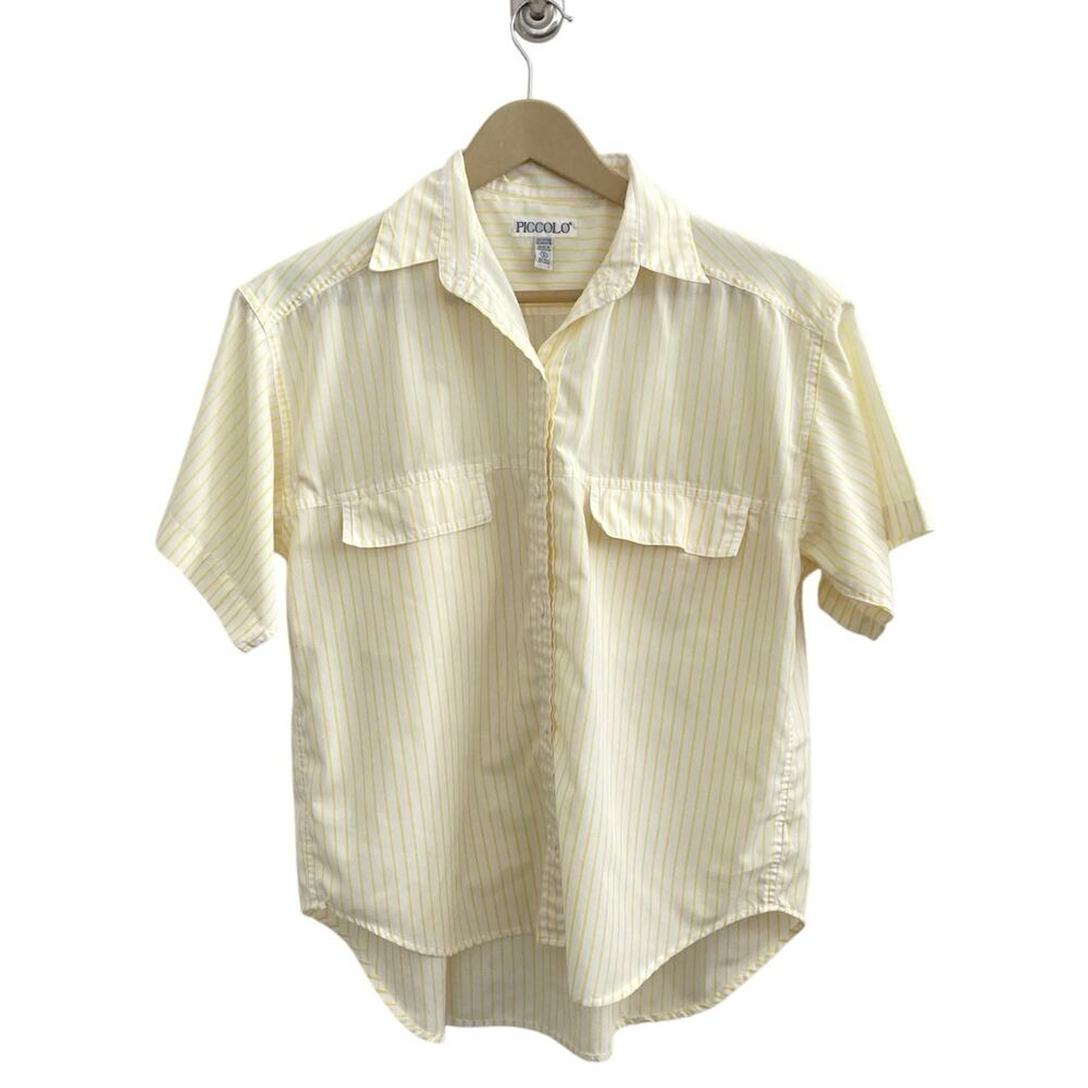 Vintage Piccolo Yellow Pinstripe Button Up Blouse